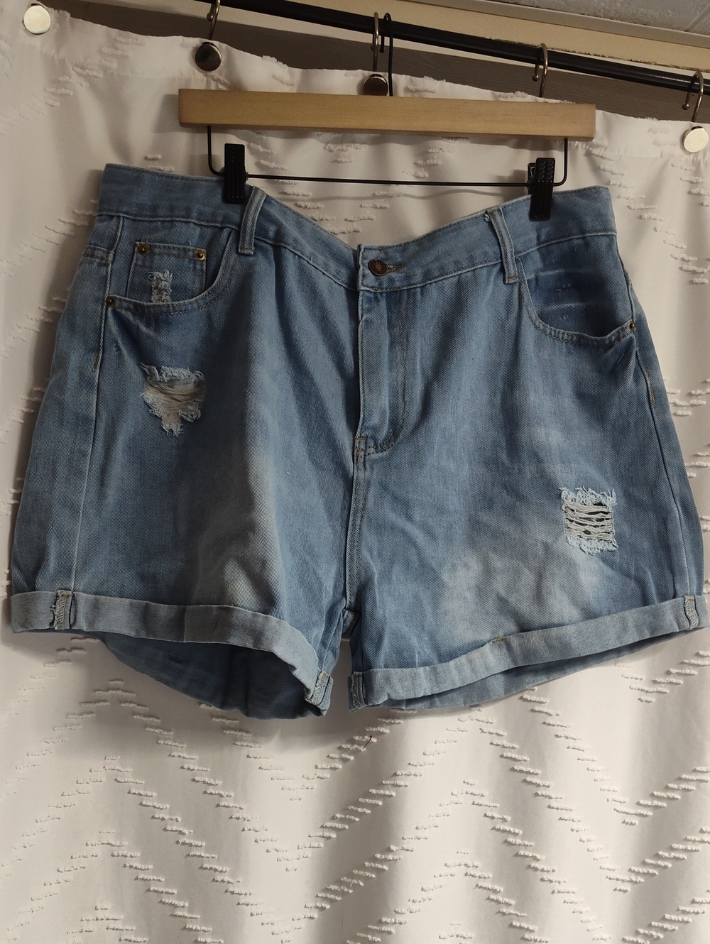 Light Blue Distressed Denim Women's Shorts